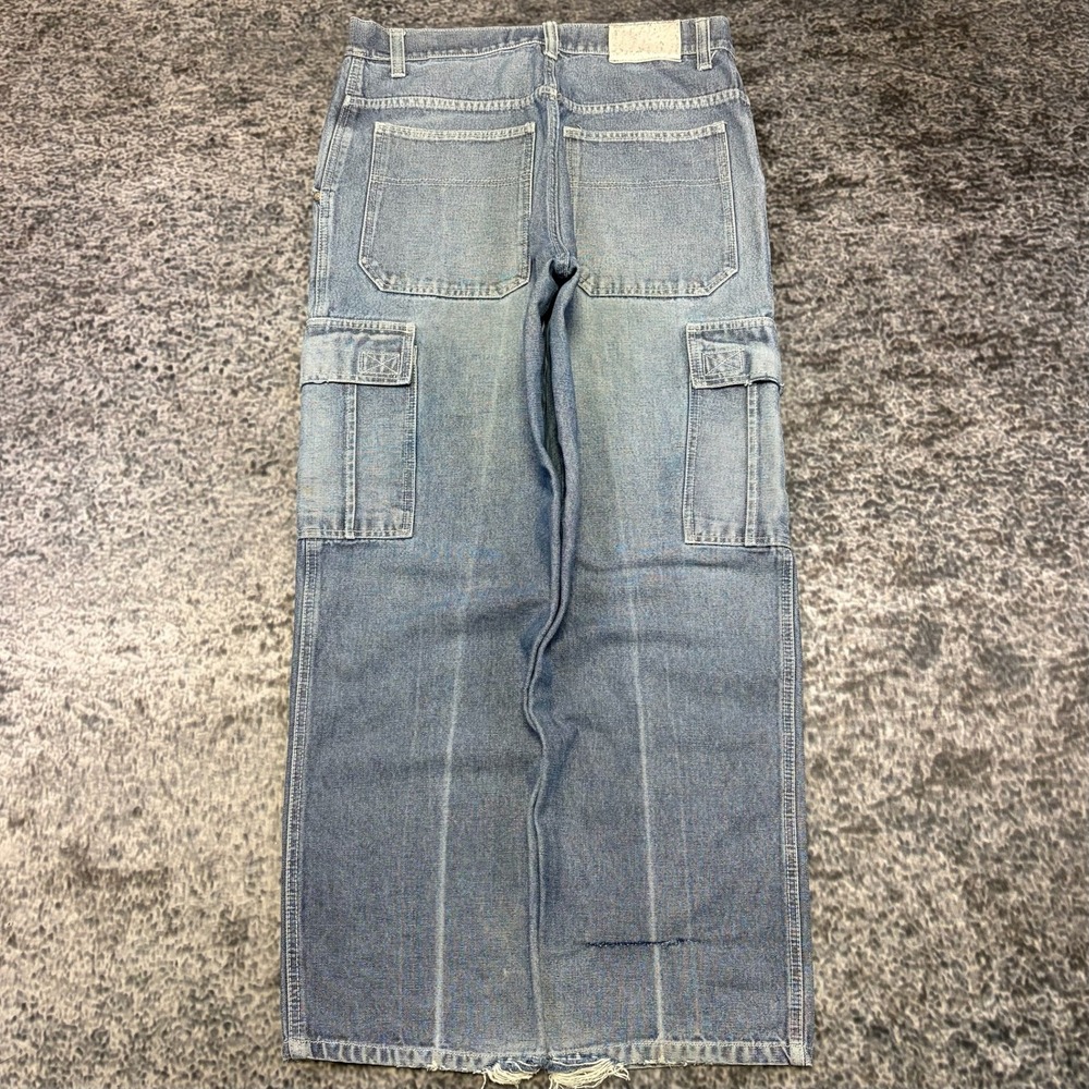 Vintage Y2K Webs Cargo Jeans Mens 34x31 Blue Faded Baggy Skater Grunge Utility